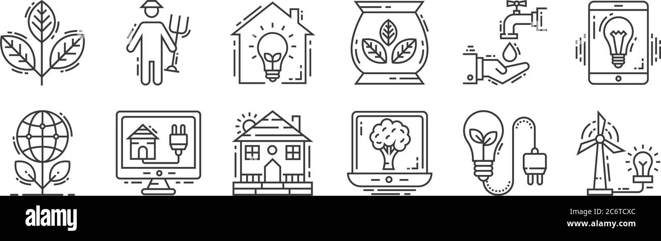 12 set of linear environment and eco icons. thin outline icons such as ...