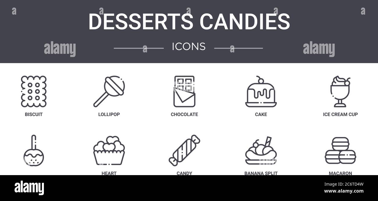 desserts candies concept line icons set. contains icons usable for web ...