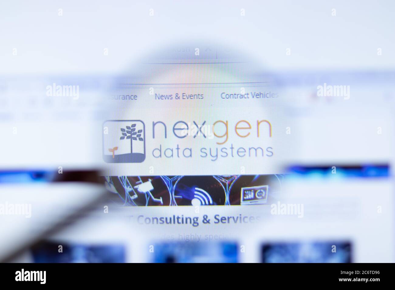 Moscow, Russia - 1 June 2020: NexGen Data Systems inc website with logo , Illustrative Editorial Stock Photo