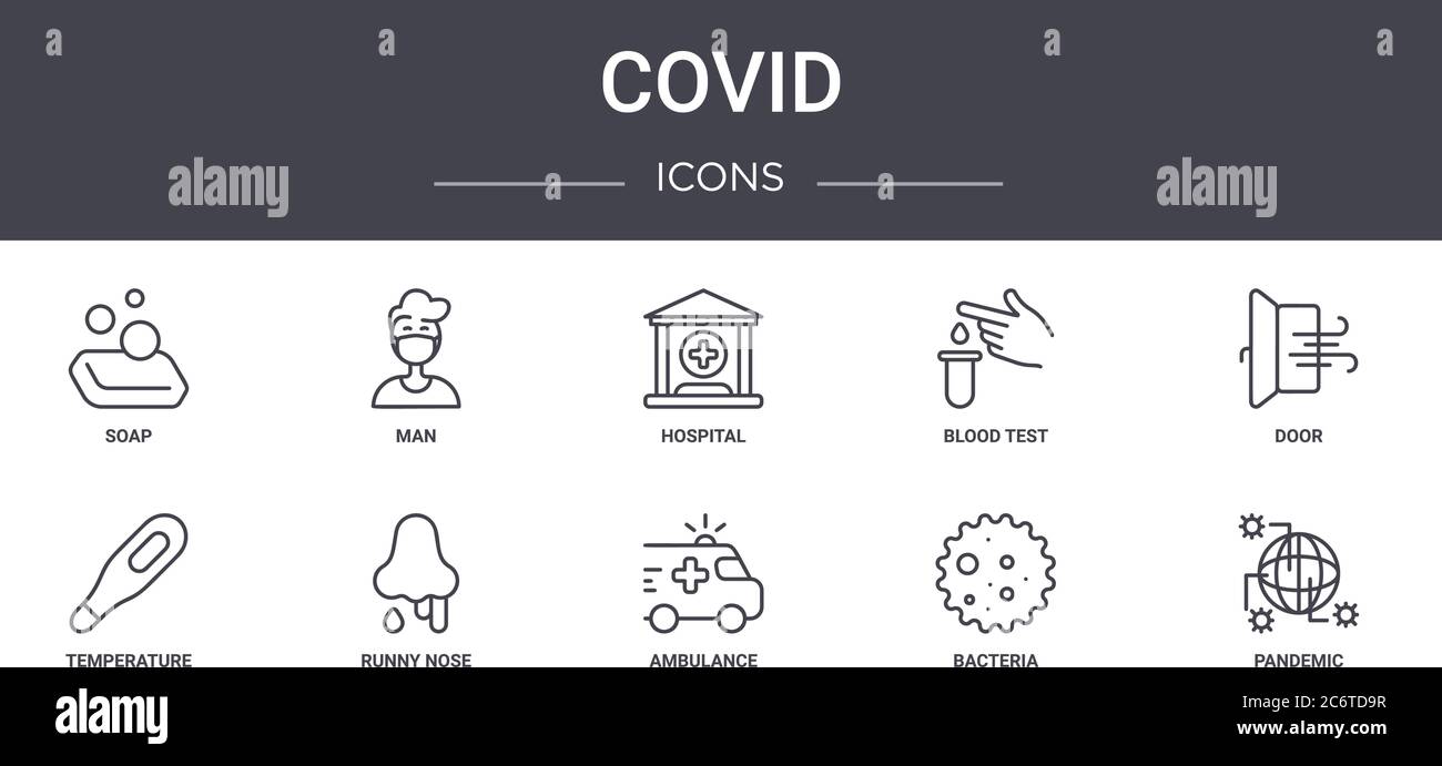 covid concept line icons set. contains icons usable for web, logo, ui ...