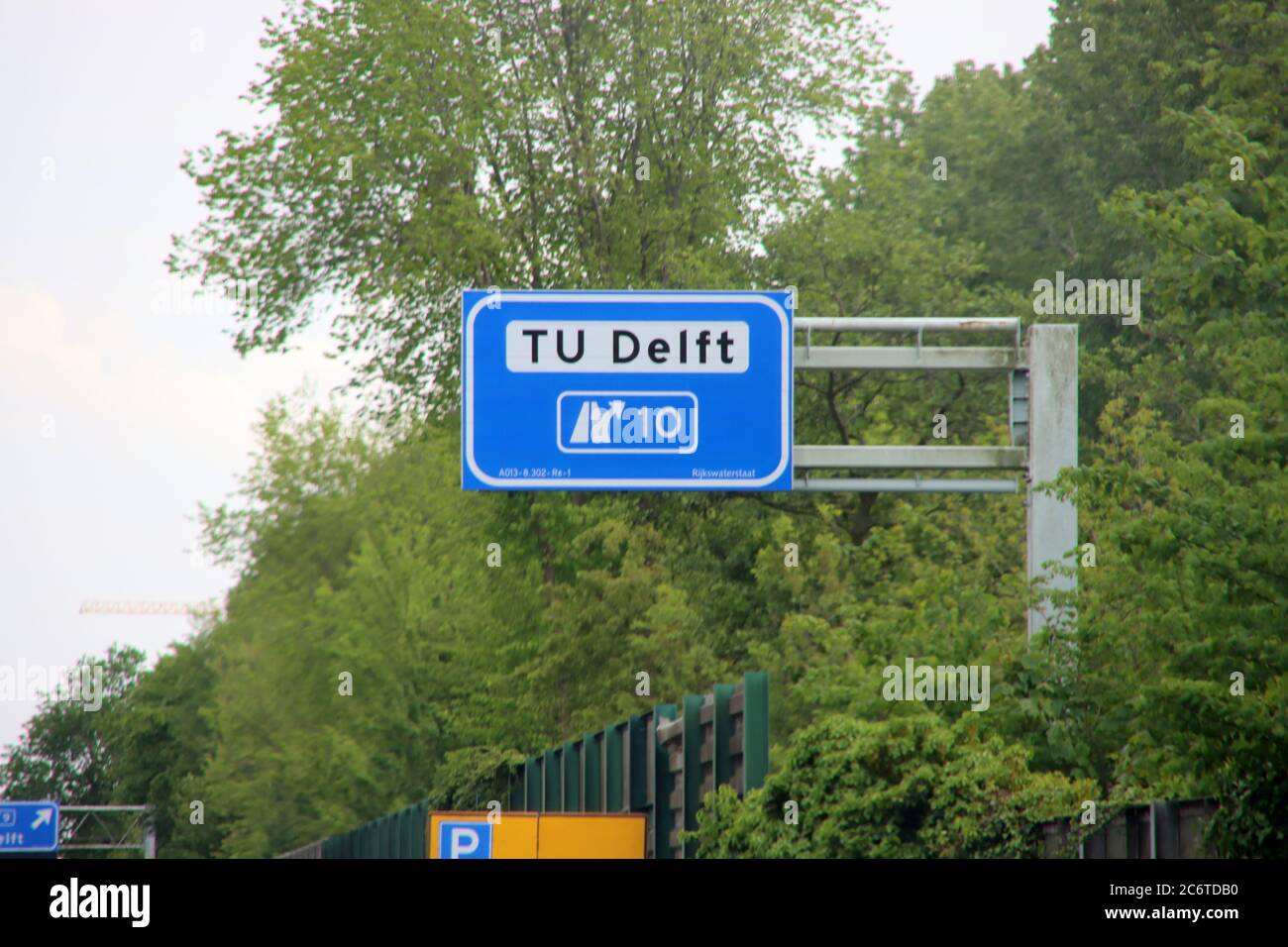 A13 Sign Direction sign in blue and white heading Delft technical University on ...