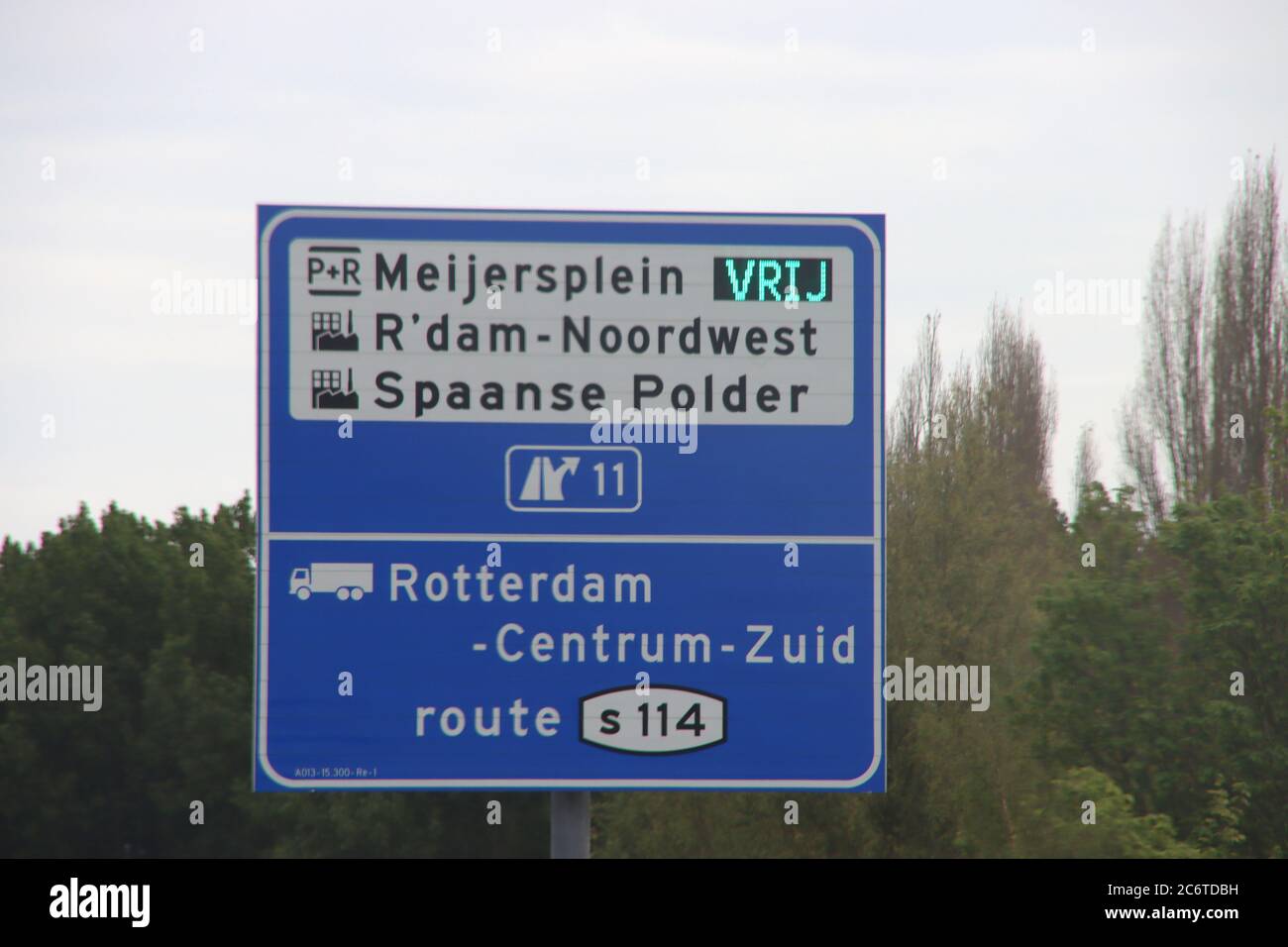 A13 Sign Direction sign in blue and white heading Rotterdam parking lots and ...