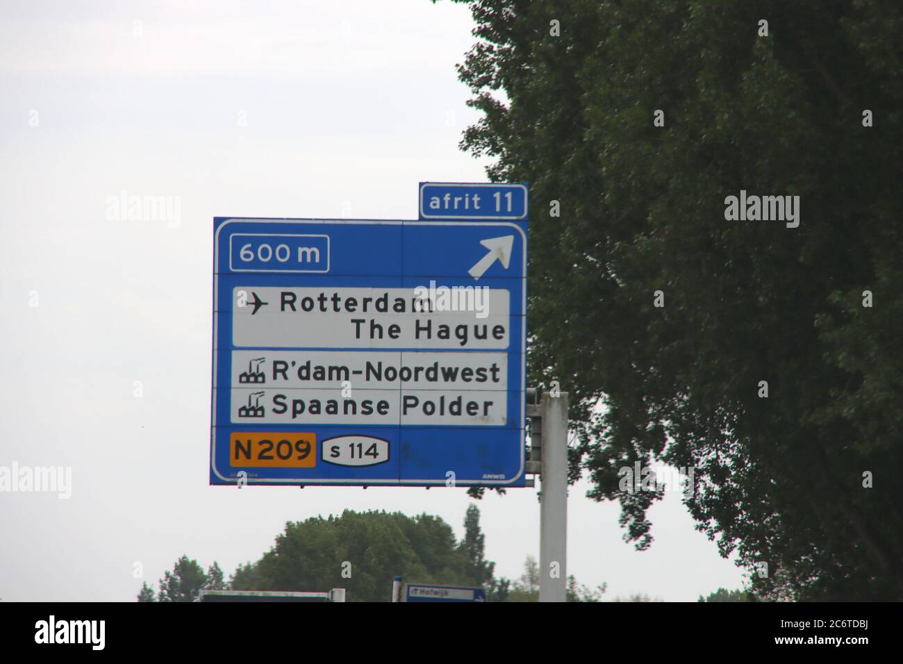 A13 Sign Direction sign in blue and white heading Rotterdam the Hague Airport ...