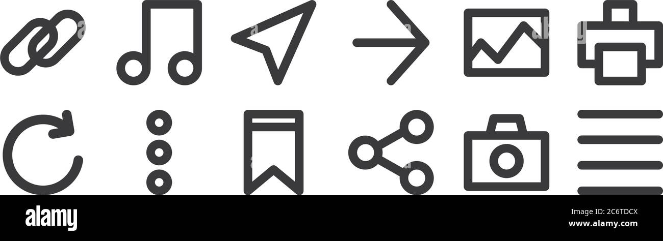 12 set of linear user interface icons. thin outline icons such as align ...