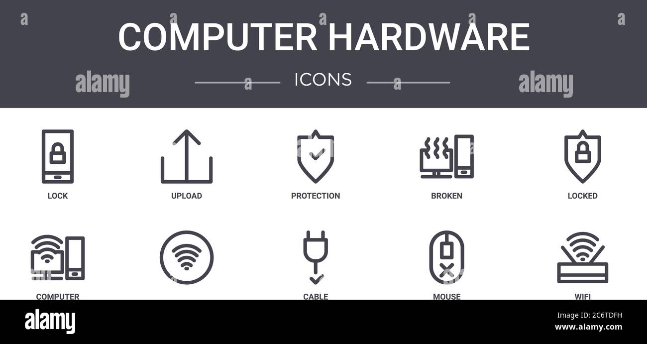 computer hardware concept line icons set. contains icons usable for web ...