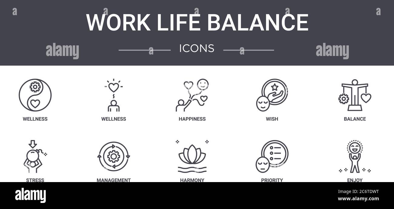 work life balance concept line icons set. contains icons usable for web ...