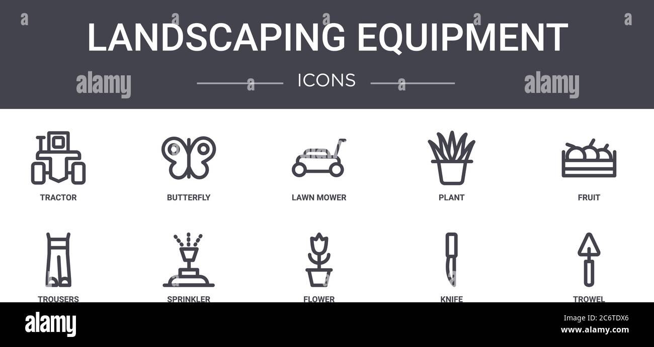 landscaping equipment concept line icons set. contains icons usable for ...