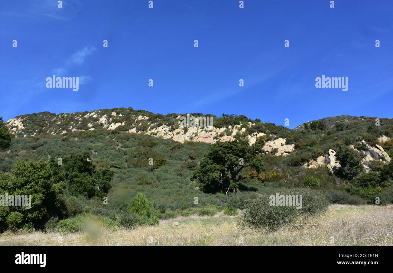 Beautiful brilliant blue skies over Santa Barbara foothills Stock Photo ...