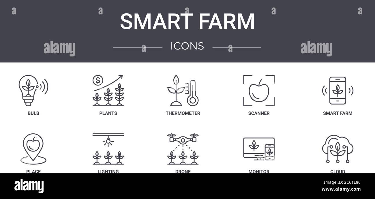smart farm concept line icons set. contains icons usable for web, logo ...