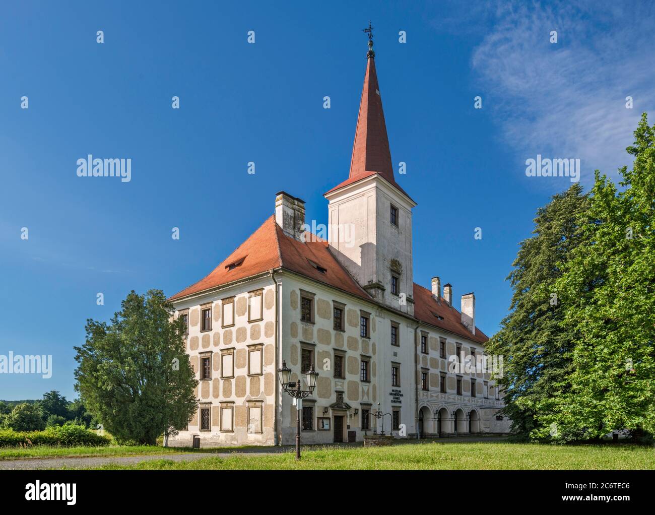 Castle in town of Chropyne, Moravia, Zlin Region, Czech Republic Stock Photo