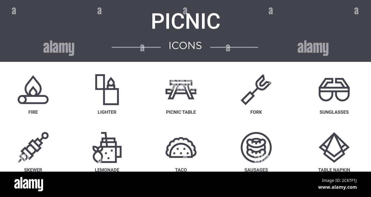 picnic concept line icons set. contains icons usable for web, logo, ui ...