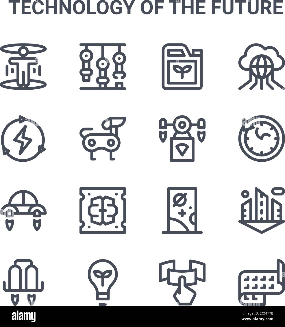 set of 16 technology of the future concept vector line icons. 64x64 ...