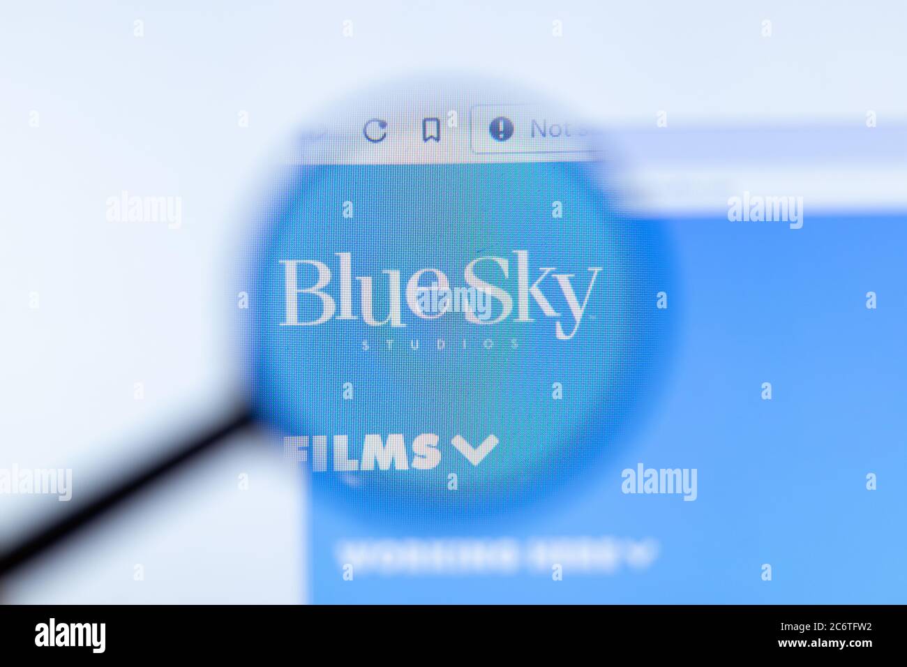 Moscow, Russia 1 June 2020 Blue Sky Studios website with logo