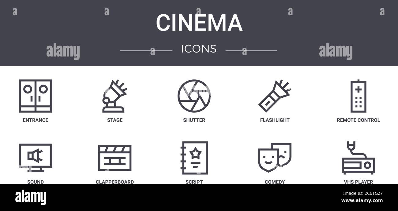 cinema concept line icons set. contains icons usable for web, logo, ui ...