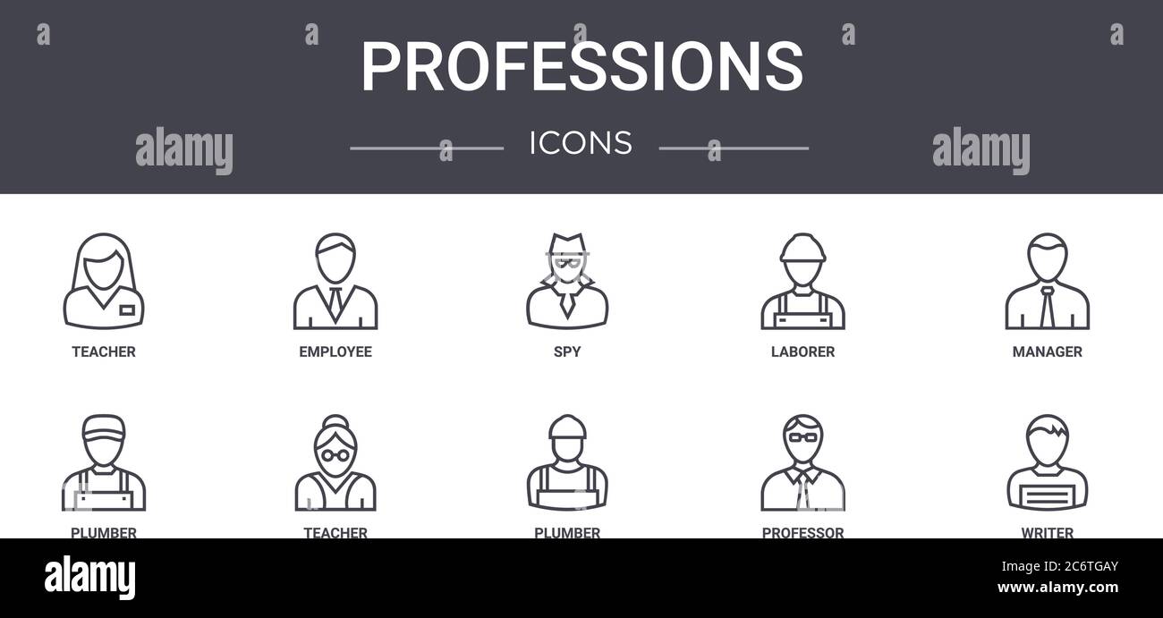 professions concept line icons set. contains icons usable for web, logo ...