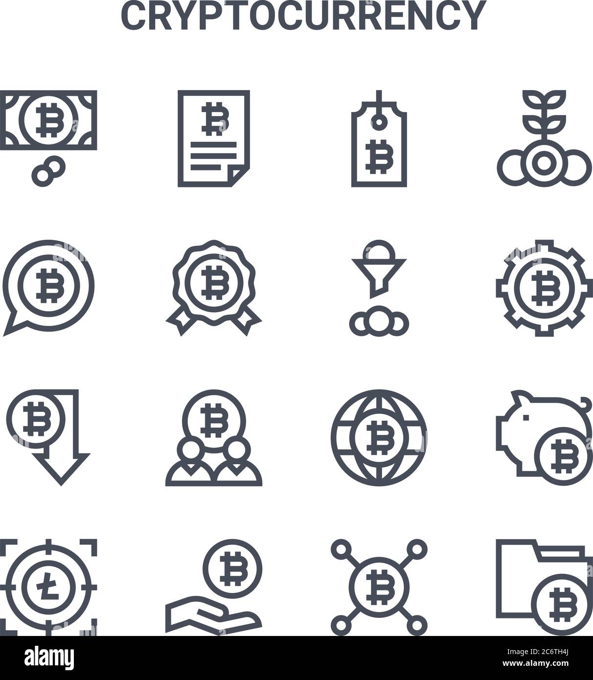 set of 16 cryptocurrency concept vector line icons. 64x64 thin stroke icons  such as contract, bitcoin, bitcoin, world, receive, bitcoin, bitcoins Stock  Vector Image & Art - Alamy