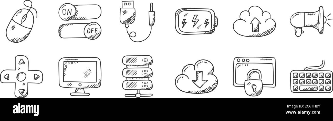 12 set of linear technology icons. thin outline icons such as keyboard ...