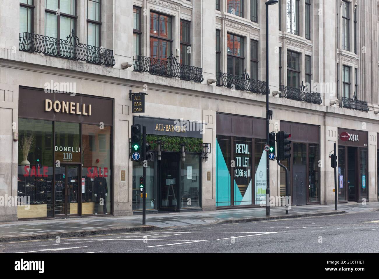 Empty shops and Empty street in London due to Covid 19 outbreak Stock Photo