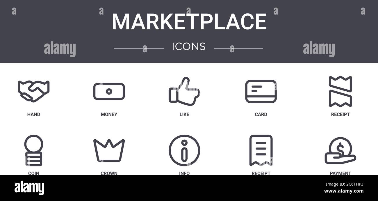 marketplace concept line icons set. contains icons usable for web, logo ...
