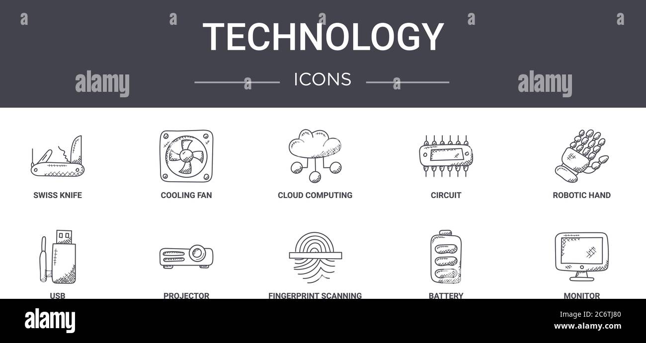 technology concept line icons set. contains icons usable for web, logo ...