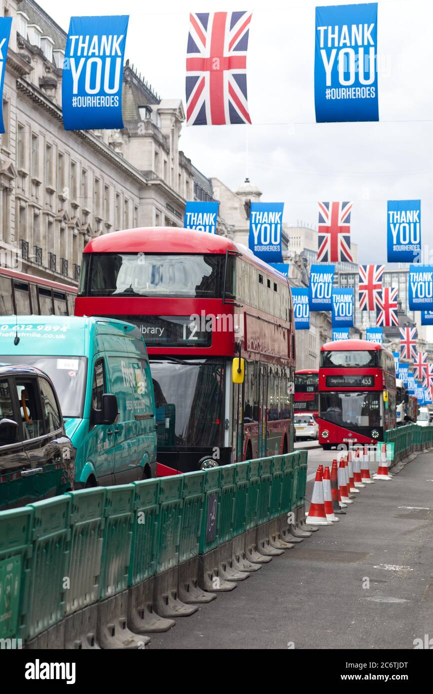 Thank you, our heroes, flags on regents street London Stock Photo