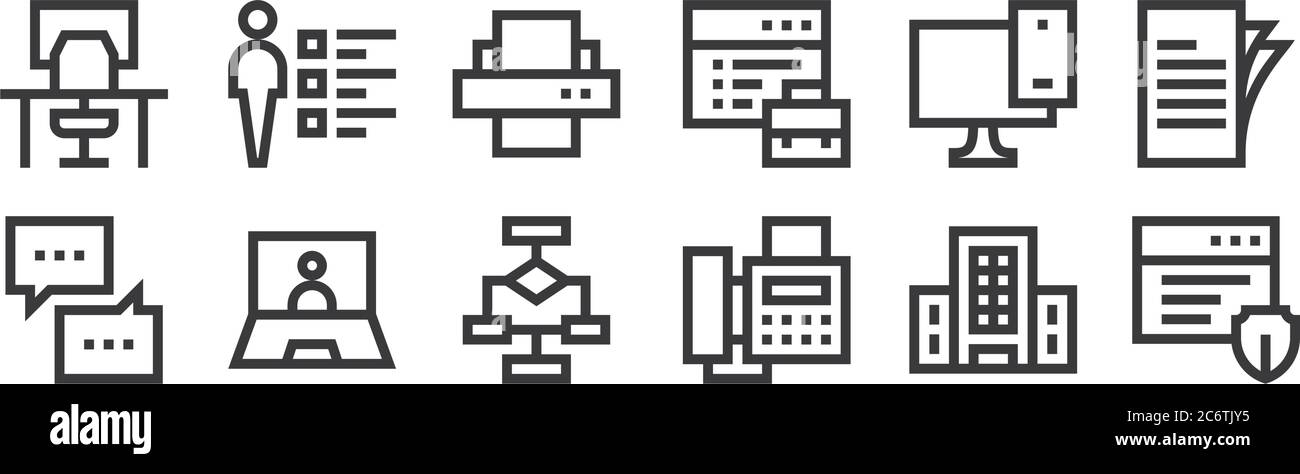 12 set of linear job resume icons. thin outline icons such as ...