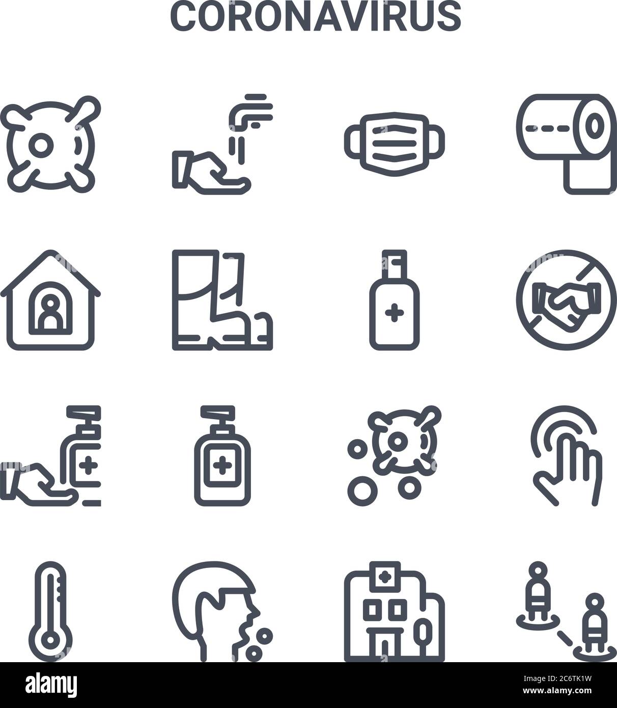 set of 16 coronavirus concept vector line icons. 64x64 thin stroke ...