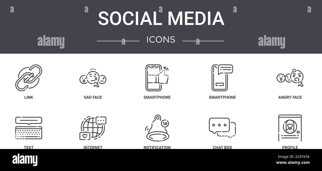social media concept line icons set. contains icons usable for web ...