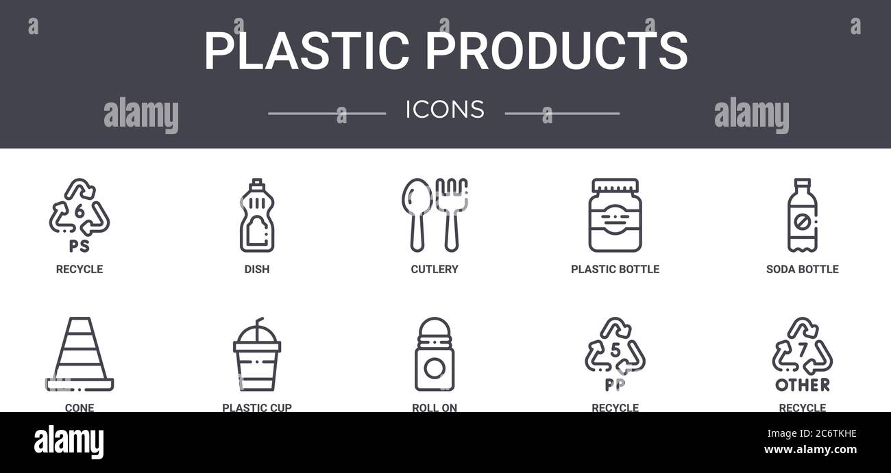 plastic products concept line icons set. contains icons usable for web ...