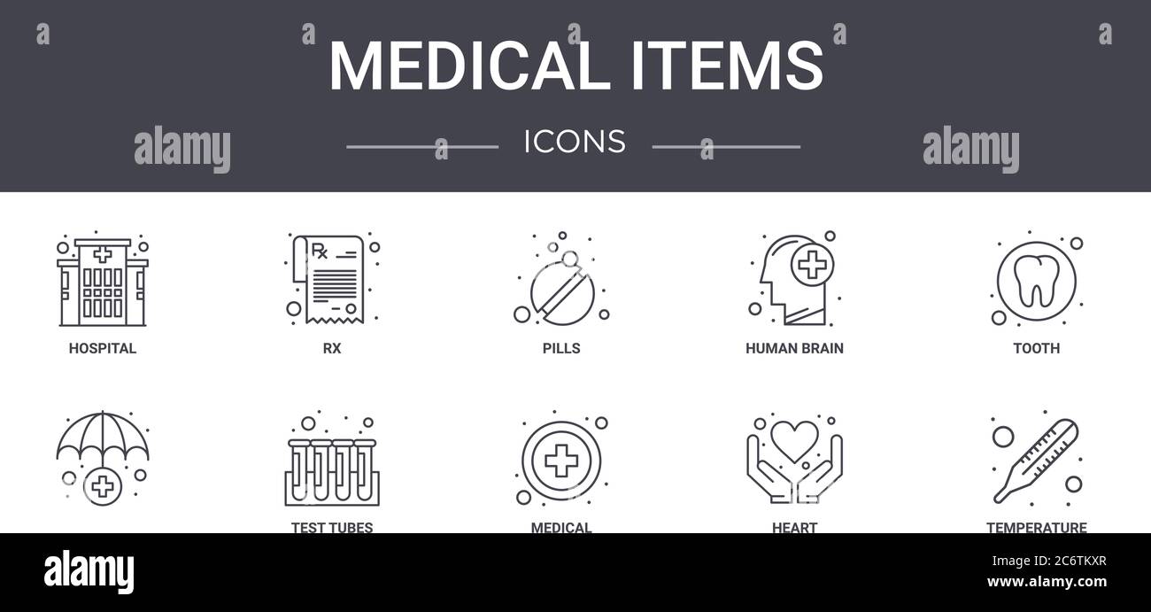 medical items concept line icons set. contains icons usable for web ...