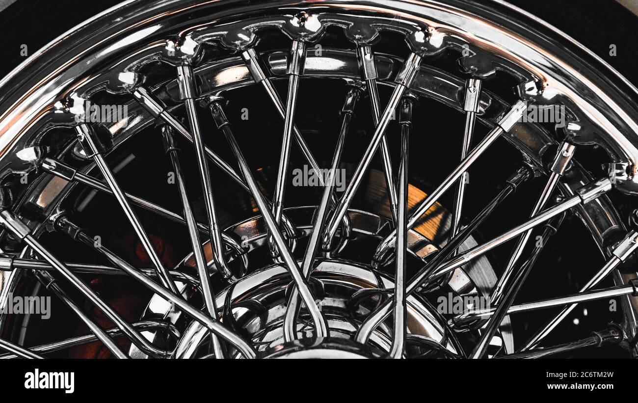 wire spoke rims wheels retro oldsmobile Stock Photo Alamy