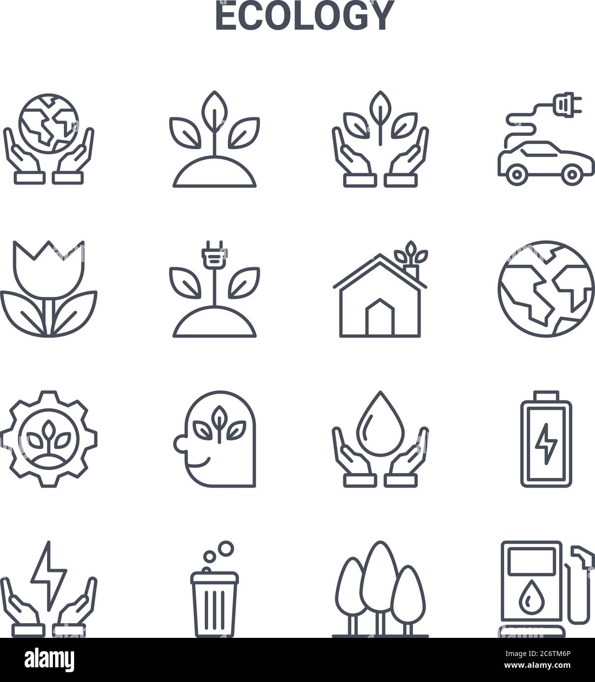 set of 16 ecology concept vector line icons. 64x64 thin stroke icons ...