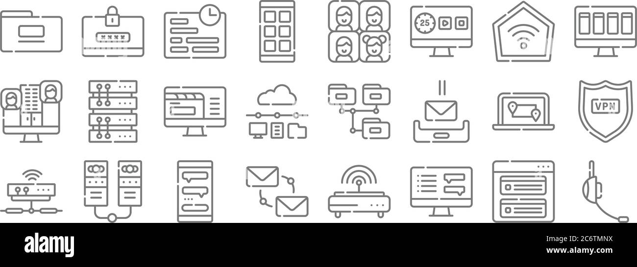 telecommuting line icons. linear set. quality vector line set such as ...