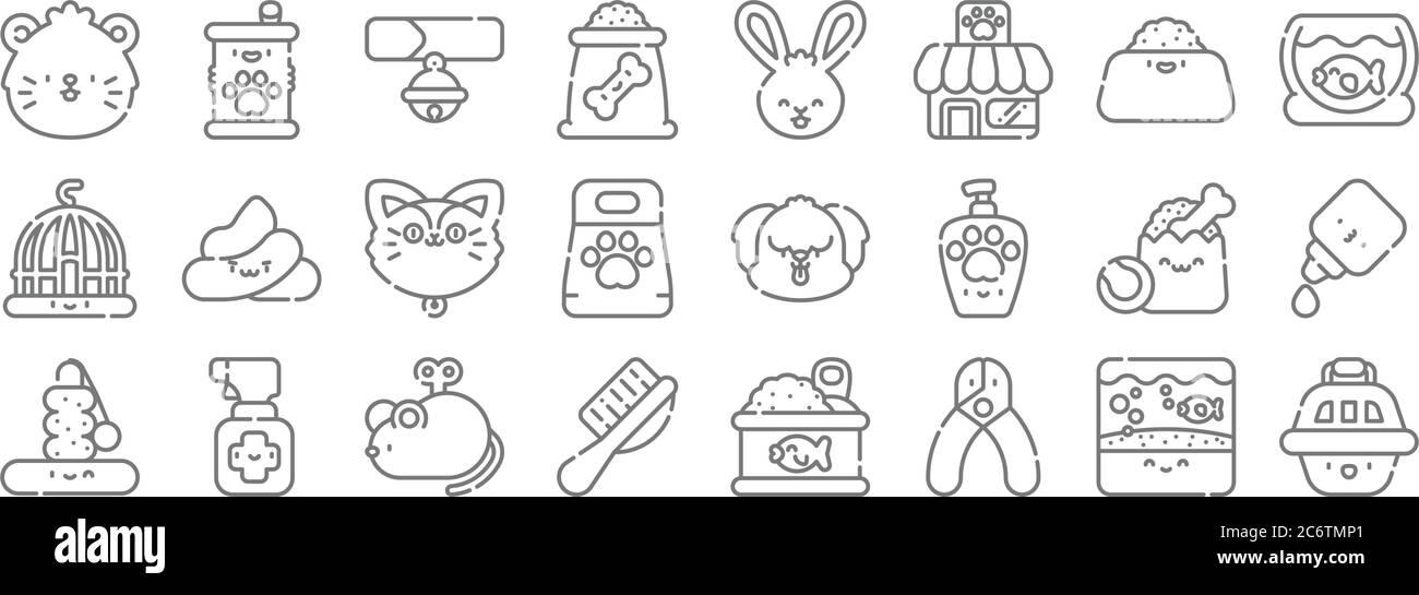 pets line icons. linear set. quality vector line set such as pet ...