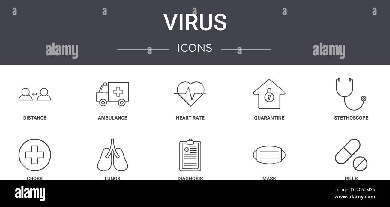 virus concept line icons set. contains icons usable for web, logo, ui ...