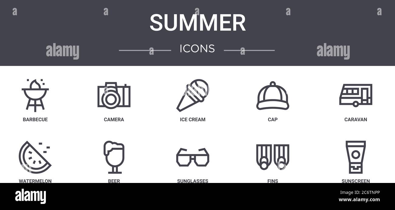 summer concept line icons set. contains icons usable for web, logo, ui ...
