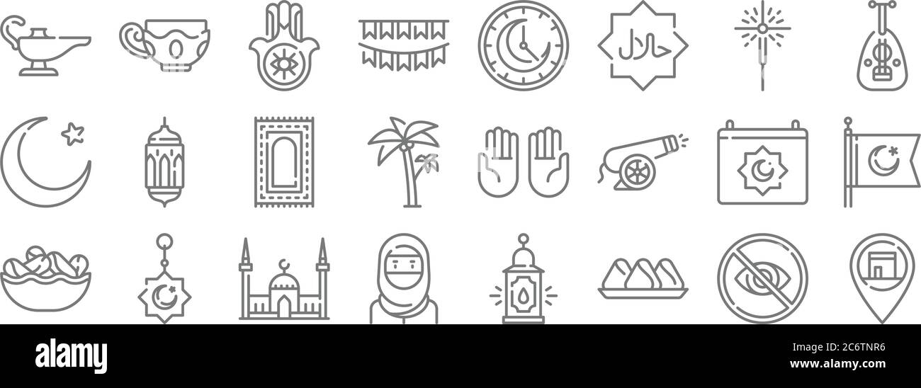 ramadan line icons. linear set. quality vector line set such as ...