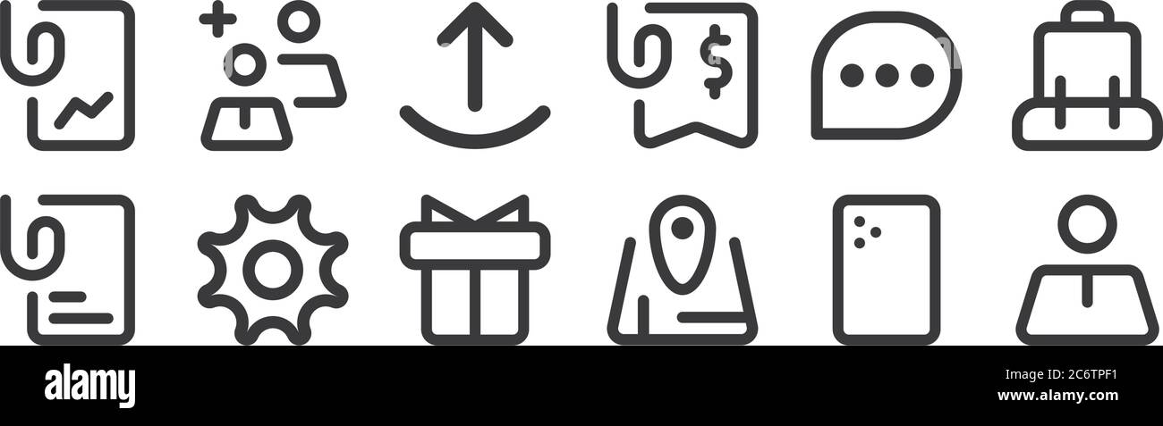 12 set of linear myicon one icons. thin outline icons such as people ...