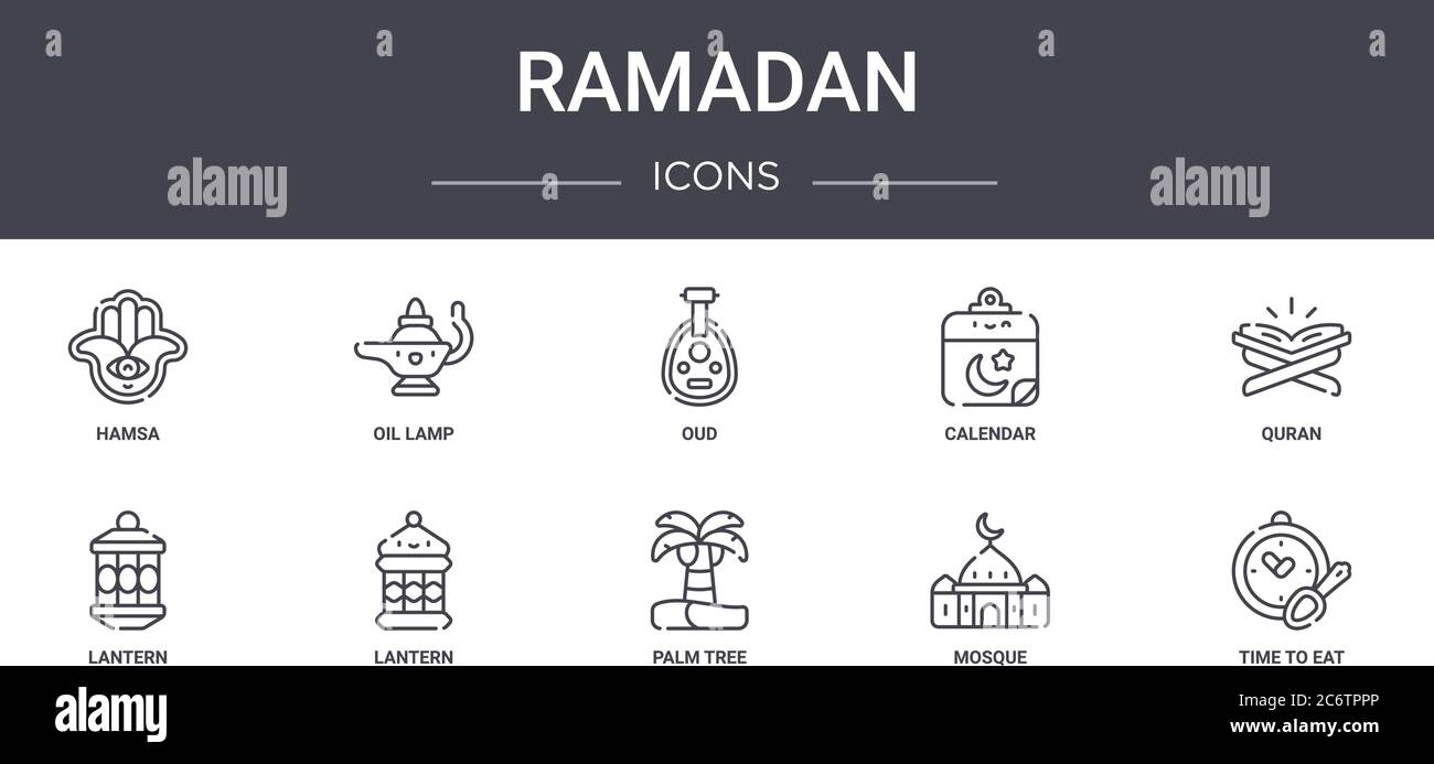 ramadan concept line icons set. contains icons usable for web, logo, ui ...