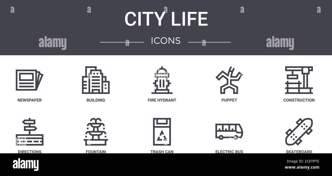city life concept line icons set. contains icons usable for web, logo