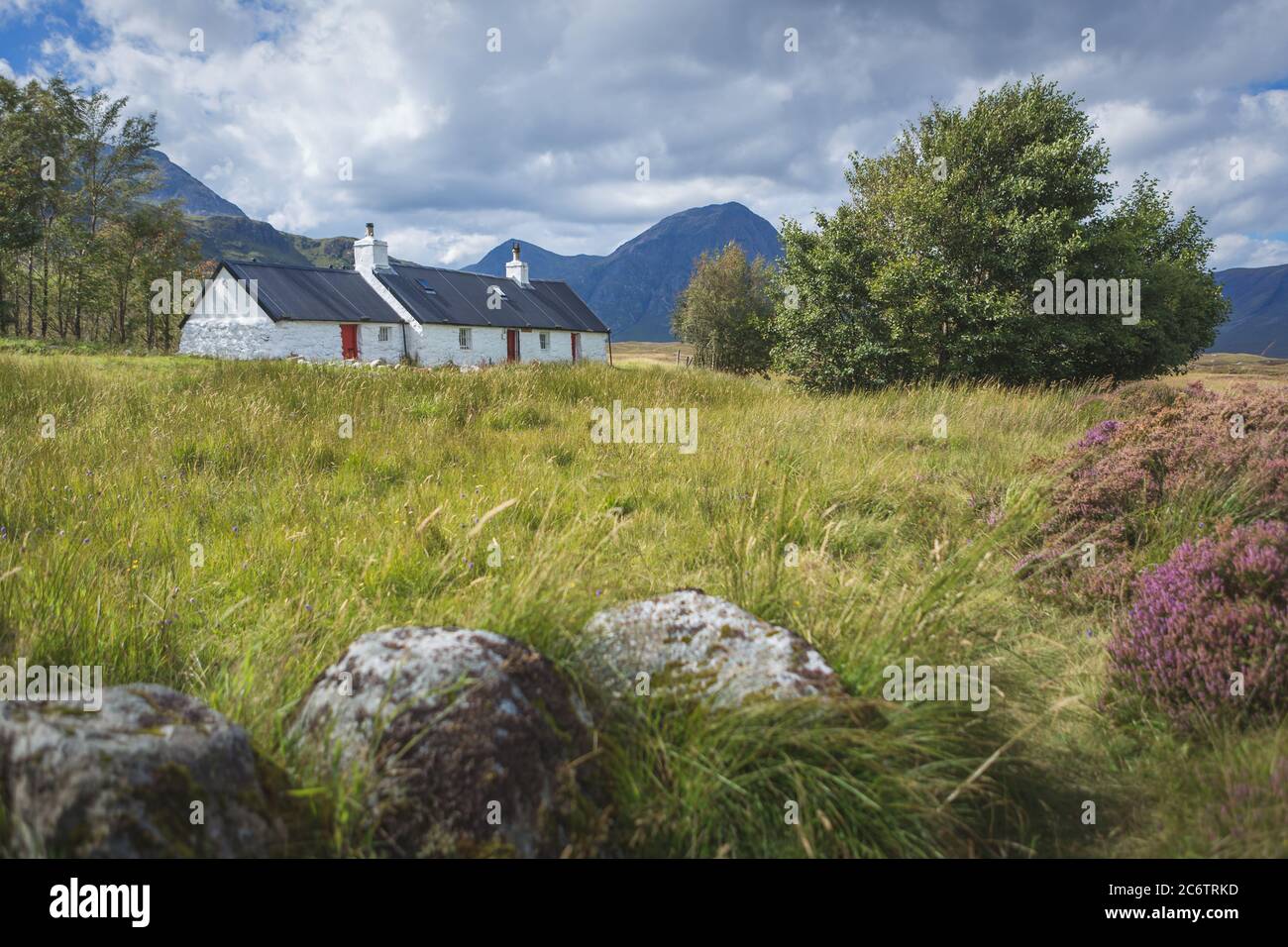 Blackrock cottage and buachaille etive mor, Glencoe, Scotland Stock Photo
