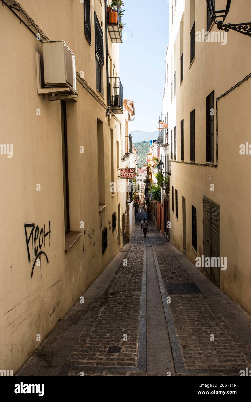 Narrow alley in the historic center of Jaén Stock Photo
