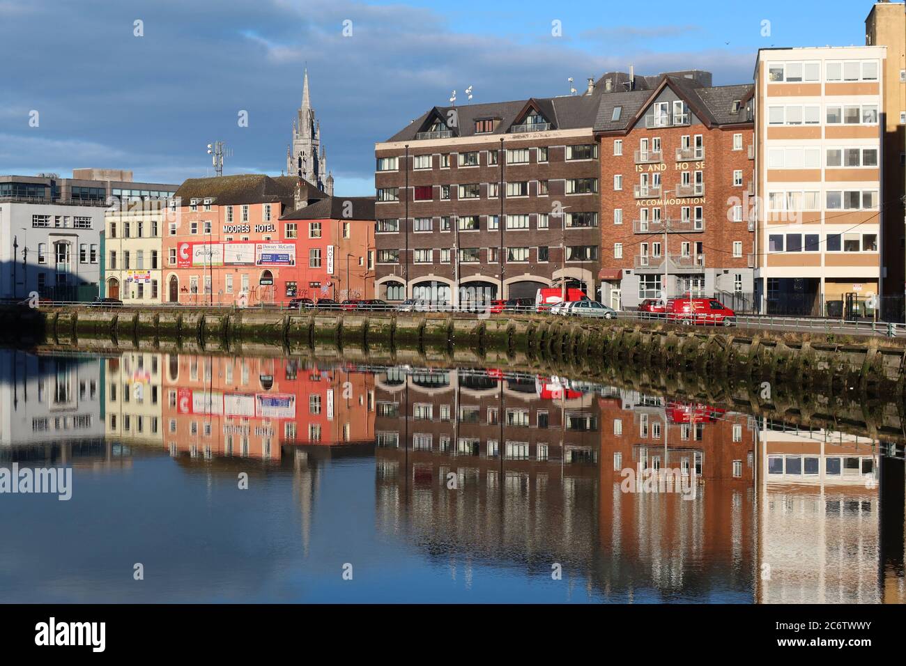 Refelections on Morrison's Quay,City Centre, Cork, Ireland Stock Photo