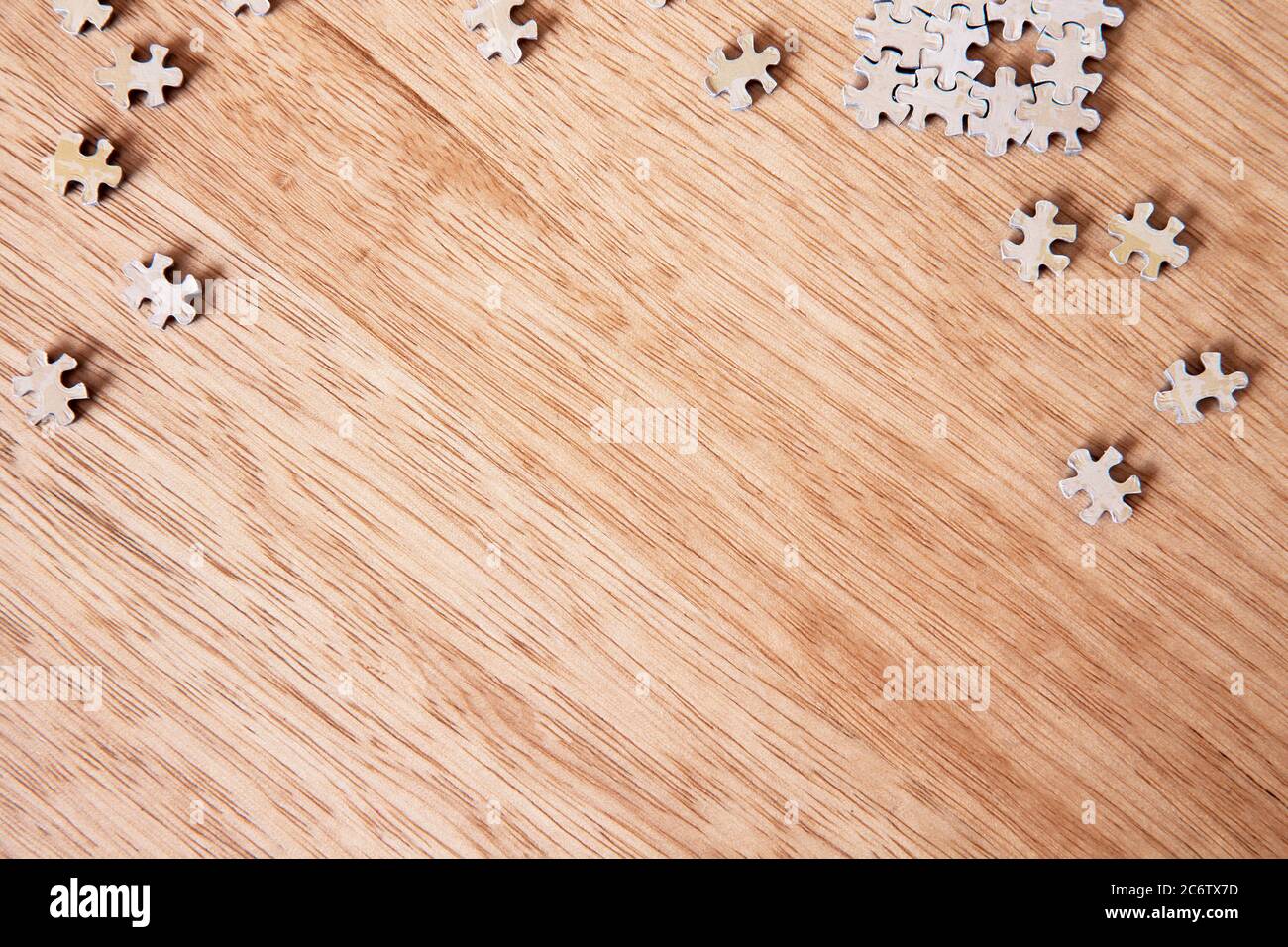 Blank Puzzle Pieces On Wooden Background Texture Business And Connection Concept Space For Text Stock Photo Alamy