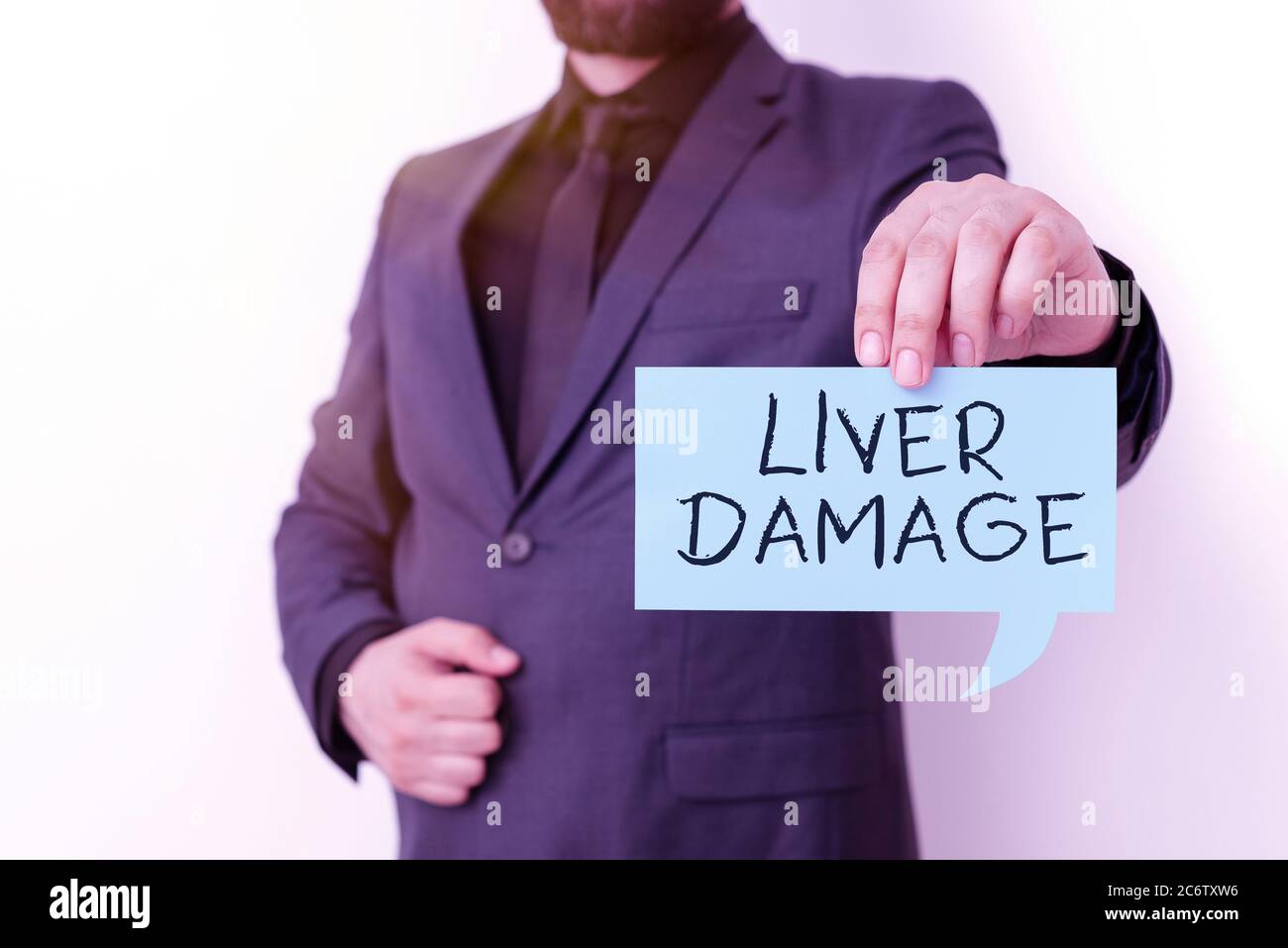 Writing note showing Liver Damage. Business concept for any disorder of