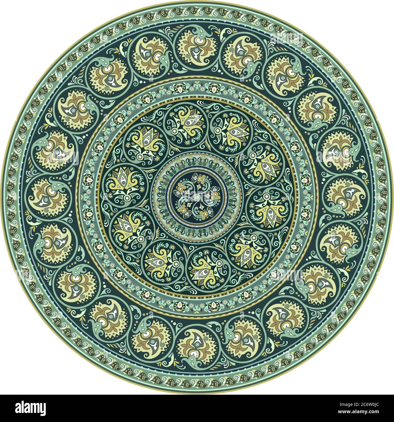 Vector ornament vintage ethnic round illustration Stock Vector Image ...