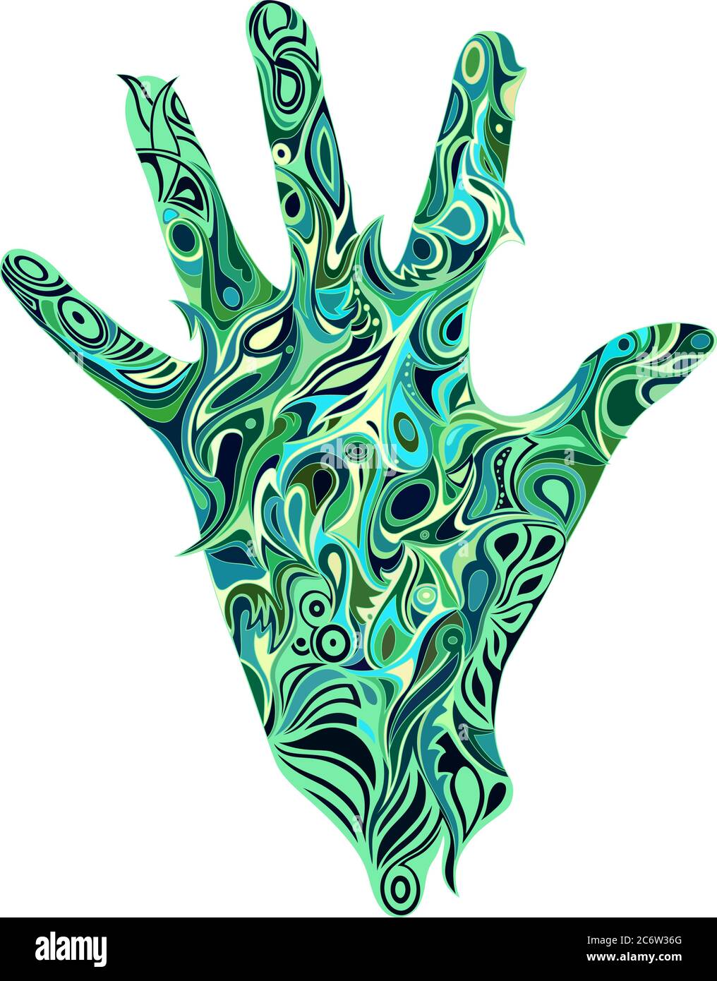 Illustration of contour hand with ornament inside Stock Vector Image ...