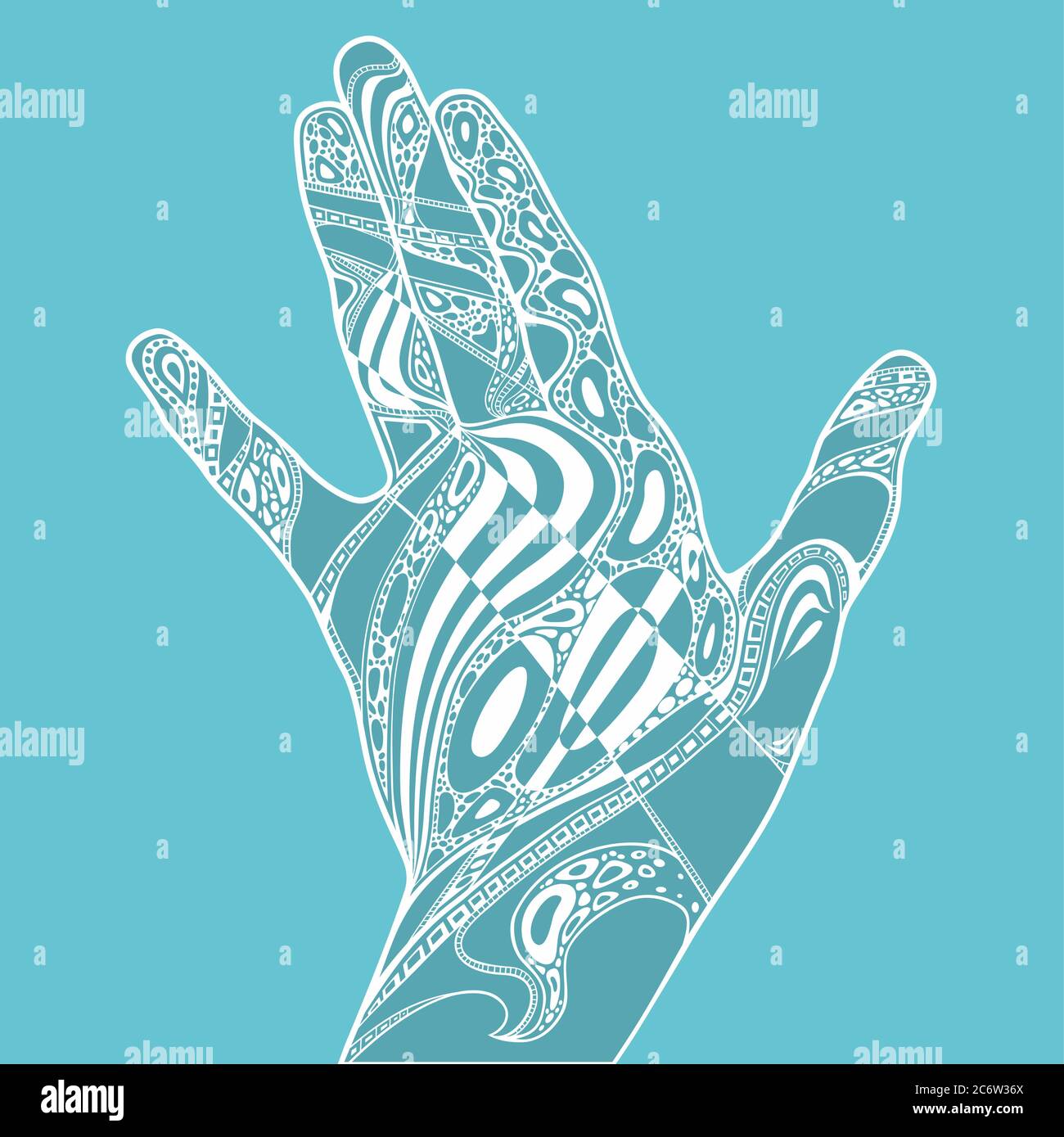 Illustration of contour hand with ornament inside Stock Vector Image ...