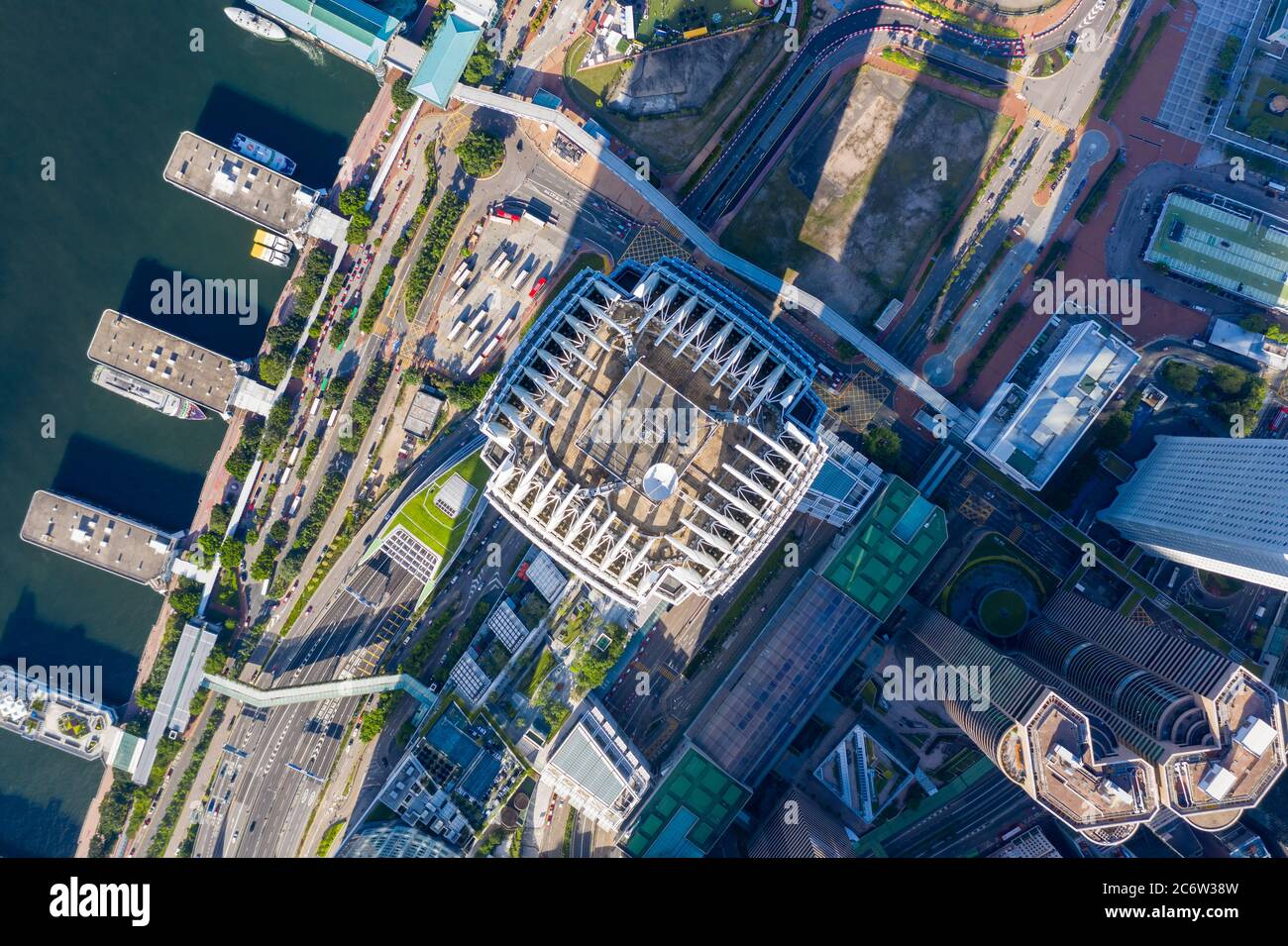 City Top View of Skyscrapers Building by drone Hong Kong city - Aerial ...