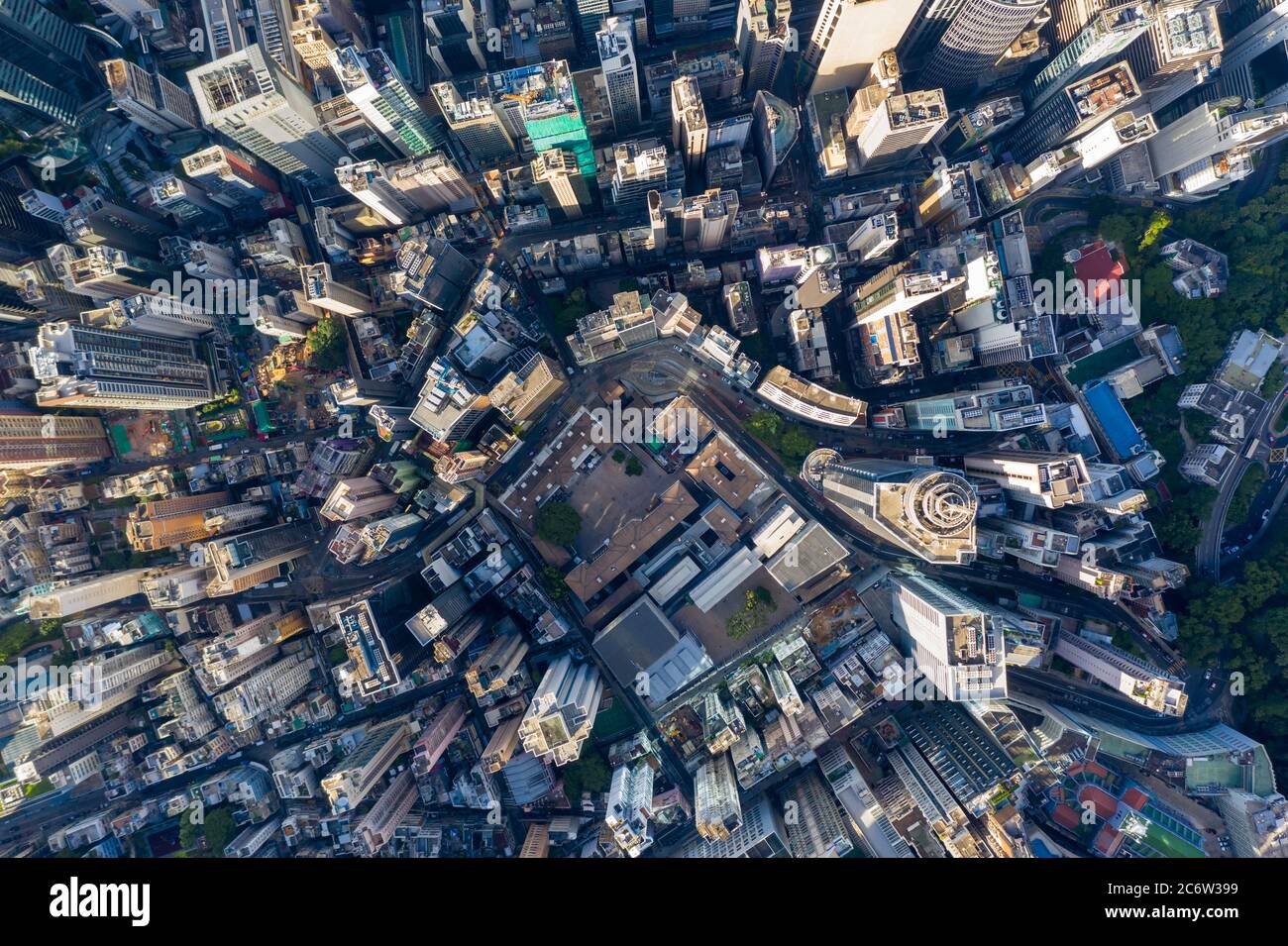 City Top View of Skyscrapers Building by drone Hong Kong city - Aerial ...
